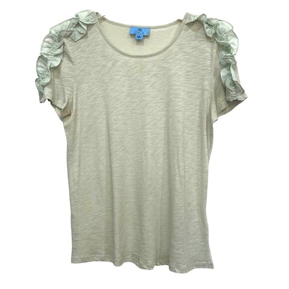 NWT Cece Celery Green Knit Ruffle Sleeve Top Women's Size S - Picture 1 of 7